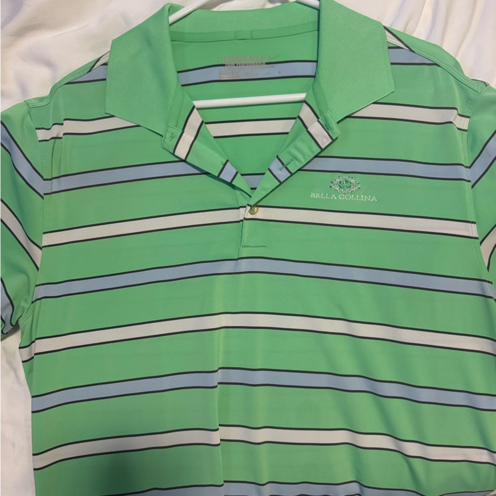 Nike Mint and Blue Striped Polo Shirt